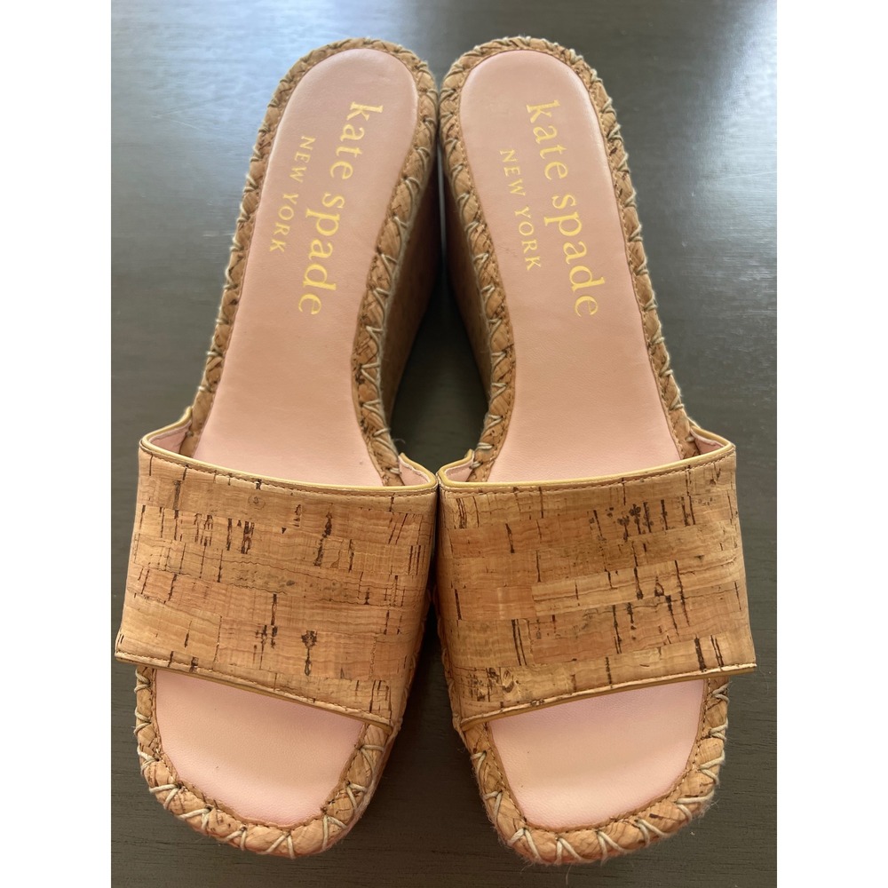 Kate Spade New‎ York Women's 10B Natural Cork Platform Wedge Espadrille Sandals